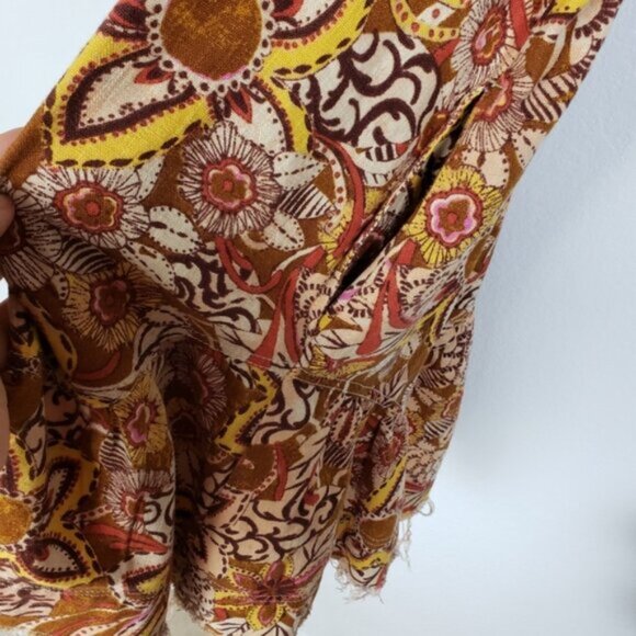 Anthropologie PILCRO Puffed Sleeve Floral Tapestry Dress Cotton/Linen size S - Picture 15 of 16